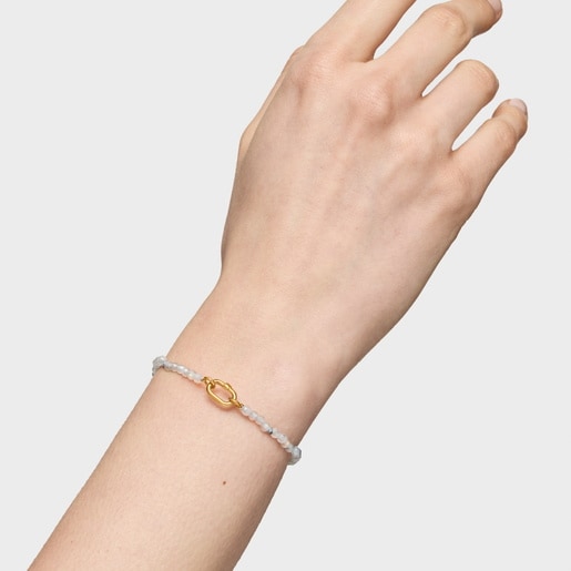 Gold Bracelet with labradorite Hold Oval