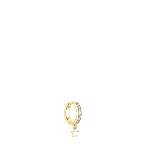 Gold TOUS Basics Hoop earring with pink sapphires and diamonds | TOUS