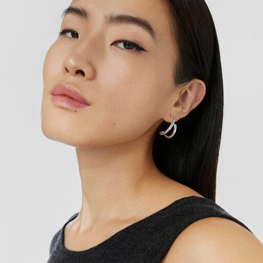 Silver Bent Hoop earrings