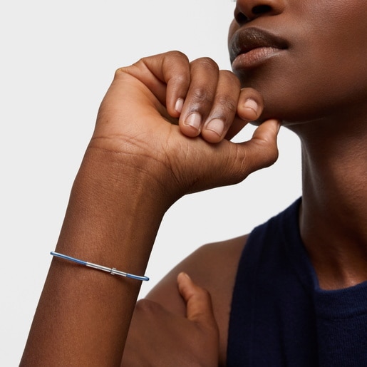 Pulsera de acero turquesa 2 mm TOUS Mesh Tube