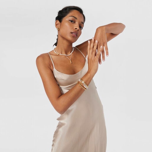 Cultured pearl Lure Bracelet with silver vermeil