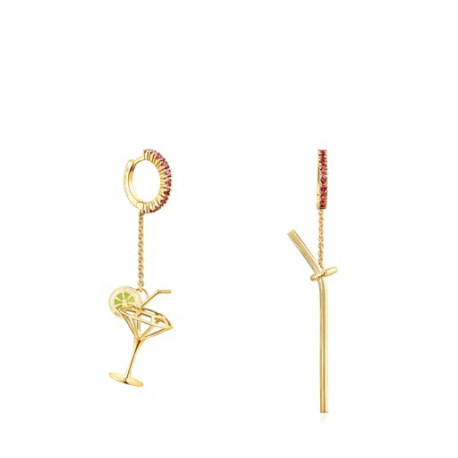 Silver vermeil TOUS St. Tropez Cup Long earrings with rhodolites | TOUS