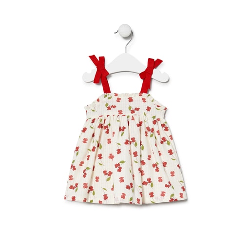 Vestido de alças de menina Cherry cru