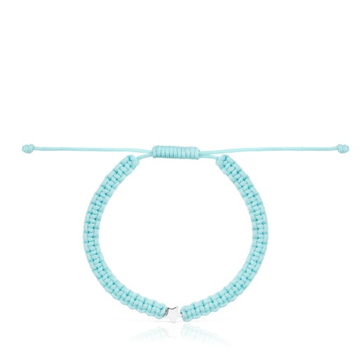Pulsera estrella de plata y nylon turquesa TOUS Motivos