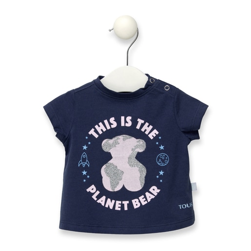 Camisola de menina Planet Bear Casual azul marinho
