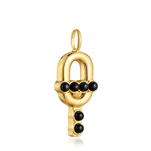 Pendentif en argent plaqué or 18 ct et onyx TOUS MANIFESTO