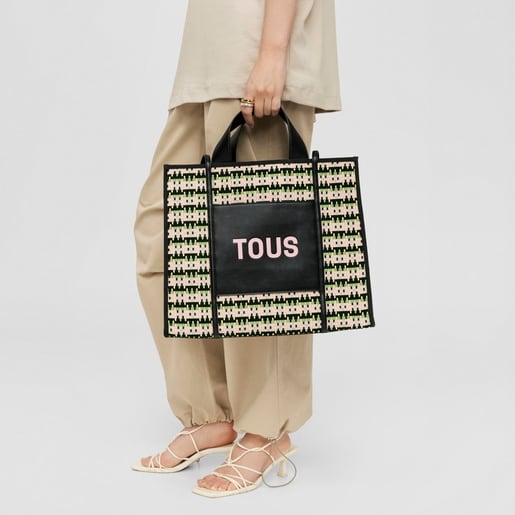 ブラックのラージ・ショッピングバッグ TOUS Amaya Braided