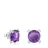 Silver Heart earrings with amethyst Color Pills