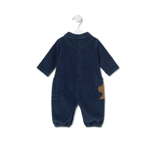 Footless baby playsuit in Marine navy blue