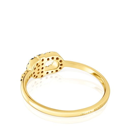 خاتم TOUS MANIFESTO صغير الحجم من الذهب المُرصّع بالإسبانيل