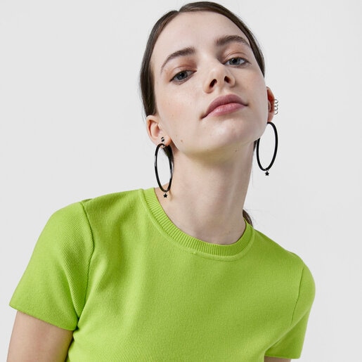 Большие серьги Mini Onix из смолы и серебра с ониксом