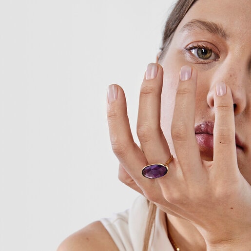 Gold Luz Ring with Amethyst