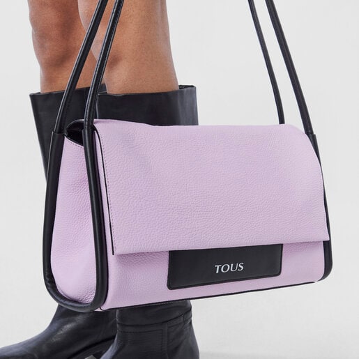 Bandolera grande de piel malva y negra TOUS Empire