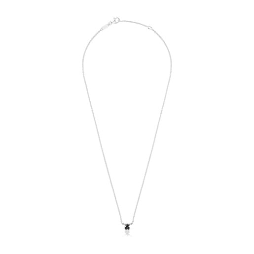 Collier en argent et motif ourson petit en onyx court TOUS Icon Color