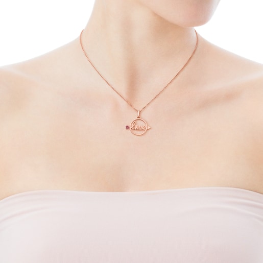 Rose Vermeil Silver San Valentin Necklace with Ruby 