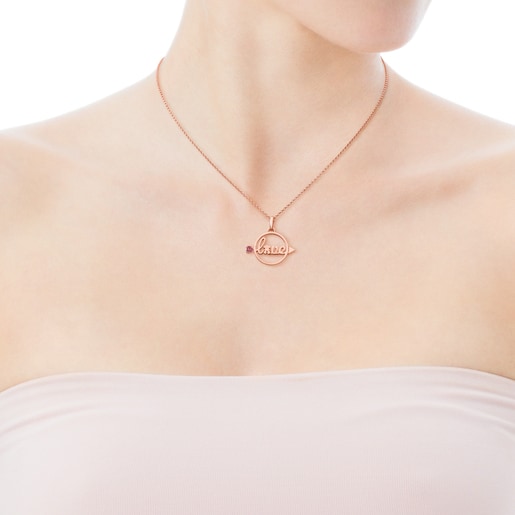 Collier TOUS San Valentín en Argent Vermeil rose avec Rubis.