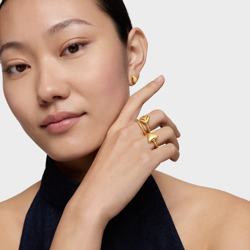 Anillo abierto con baño de oro 18 kt sobre plata TOUS Flechazo