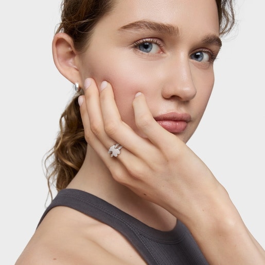 Anillo doble de plata Icon Mesh