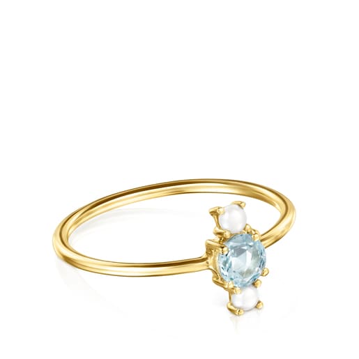 Mini TOUS Ivette Ring in Gold with Topaz and Pearl