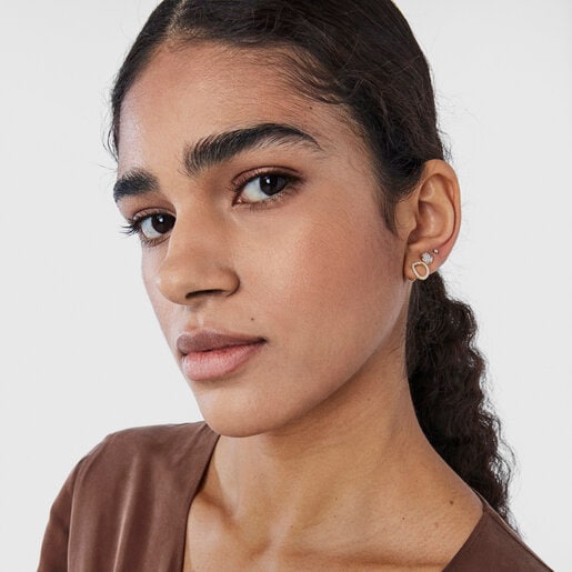 TOUS Hav oval earrings in gold with diamonds