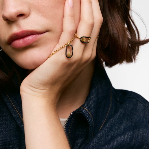 18ktゴールドコーティング・シルバーとスピネルのペンダントトップ TOUS Camille