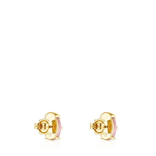 Aretes con baño de oro 18 kt sobre plata y rodonita Virtual Garden