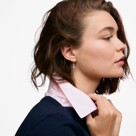 Silver Hoop earrings with quartz TOUS Camille