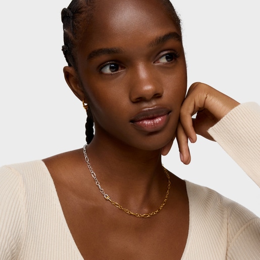 قلادة TOUS MANIFESTO صغيرة بسلسلة بدرجتَي لون