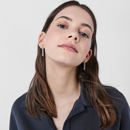 עגילי TOUS Bear Row בשני גוונים עם צלליות דובונים