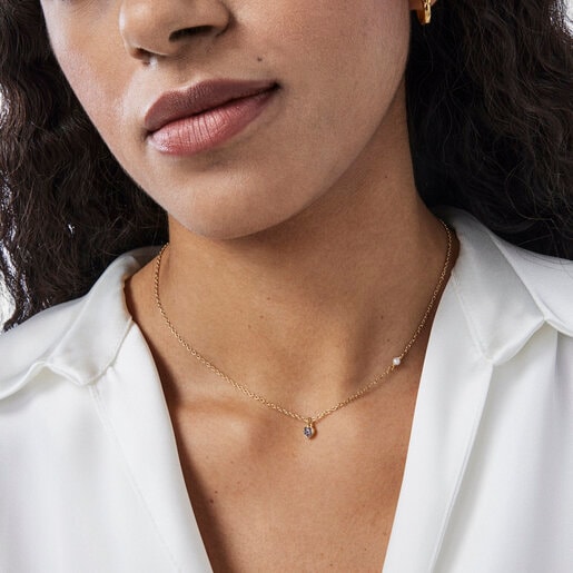 Collar con baño de oro 18 kt sobre plata y corazón de amatistas TOUS New Motif