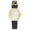 Analog Watch with black leather bracelet, gold-colored steel and mother-of-pearl face Epic Icon