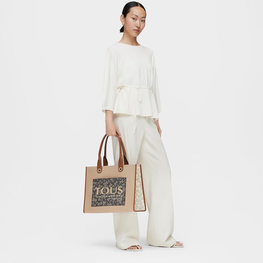 Large brown and beige Amaya Kaos Icon Shopping bag
