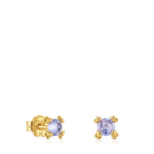 Gold and tanzanite Earrings Color Pills
