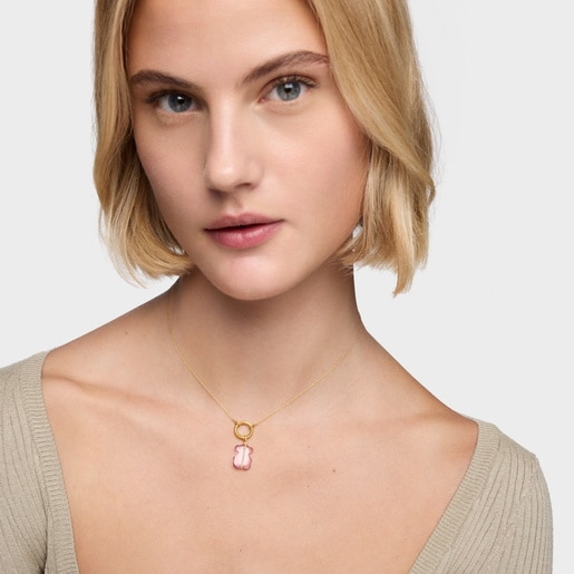 ダイヤモンド、アメジスト、14ktゴールドのベアペンダントトップ Sweet Dolls