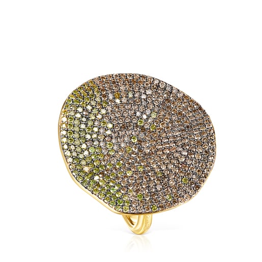 Gold ATELIER Nenufar Ring with yellow Diamonds