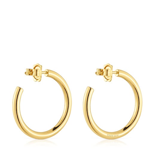 Long 28 mm Hoop earrings with 18kt gold plating over silver TOUS Basics