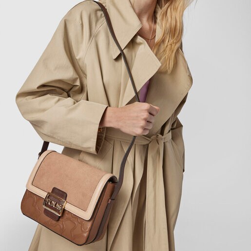 Bandolera mediana Tous Icon marrón de piel