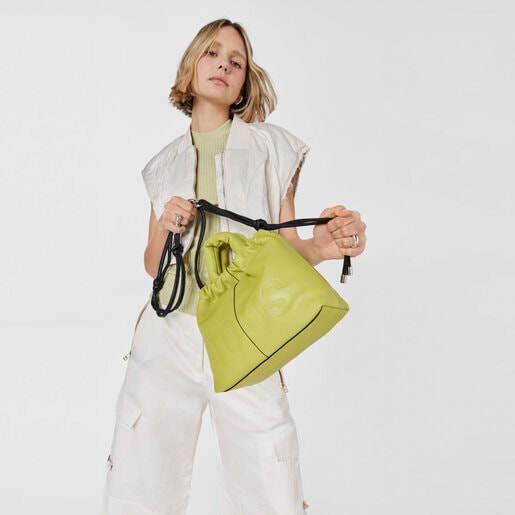 Sac moyen en cuir citron vert TOUS Cloud