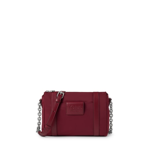 Small burgundy Empire Soft Chain Crossbody bag