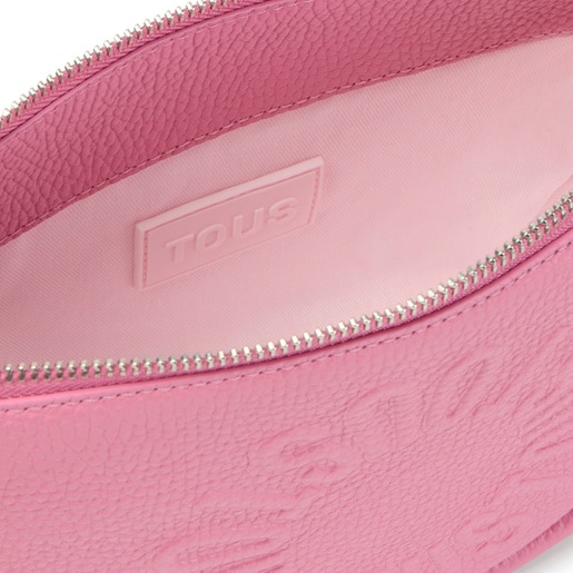 Sac à bandoulière en cuir rose foncé moyen TOUS Miranda