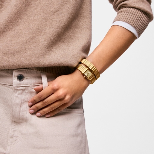 צמיד חוליות פלדה 12 מ"מ בצבע זהב מקולקציית TOUS 1950