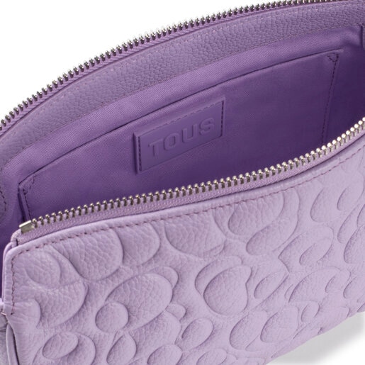 Large lilac-colored leather Crossbody bag TOUS Greta