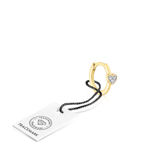 עגיל 1/2 חישוק San Valentín מזהב בשילוב יהלומים ומוטיב לב