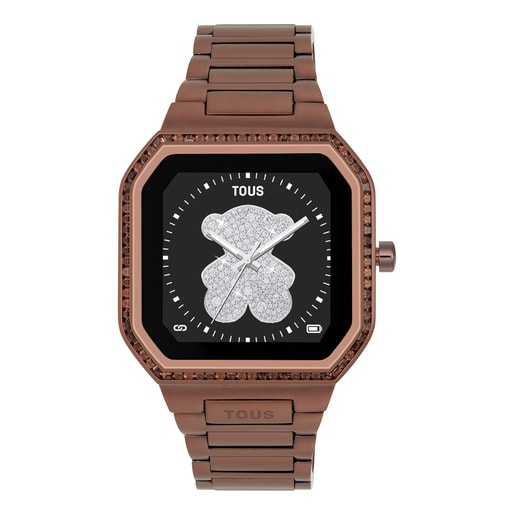Reloj smartwatch con brazalete de acero marrón y zirconitas B-Connect