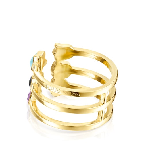 Glory Open Ring in Silver Vermeil with Gemstones | TOUS