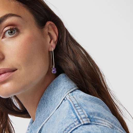 Длинные серебряные серьги Icon Color с аметистом
