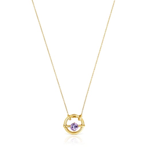 Small silver vermeil Hold Pendant with amethyst | TOUS
