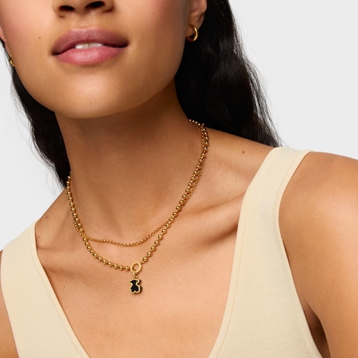 Pendant with 18kt gold plating over silver and black acrylic glass Galaxy