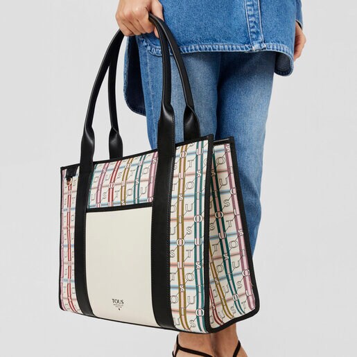 Shopping grande Amaya blanco y negro TOUS Crossroad