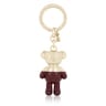 Gold- and burgundy-colored Teddy Bear Key ring